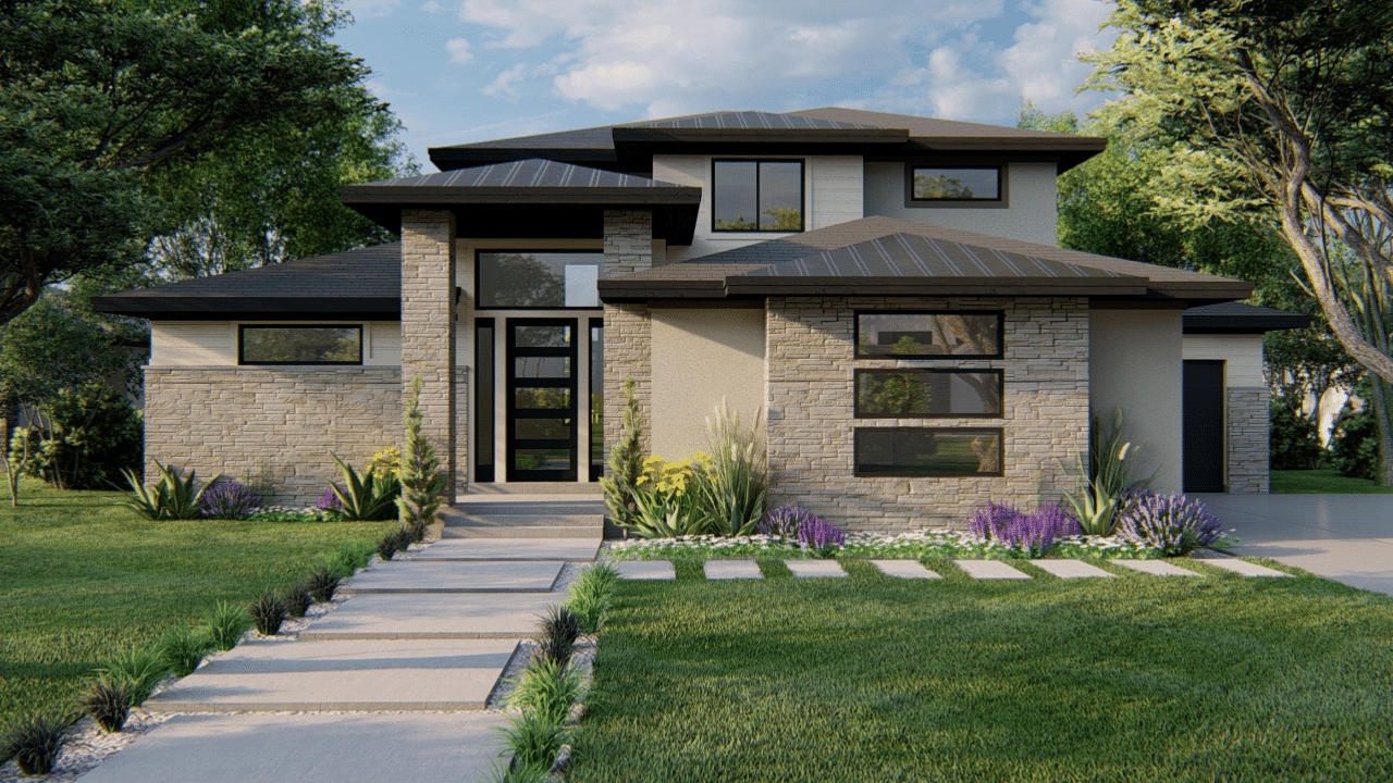 Hillside Modern Prairie-Style Two Story Custom Floorplan